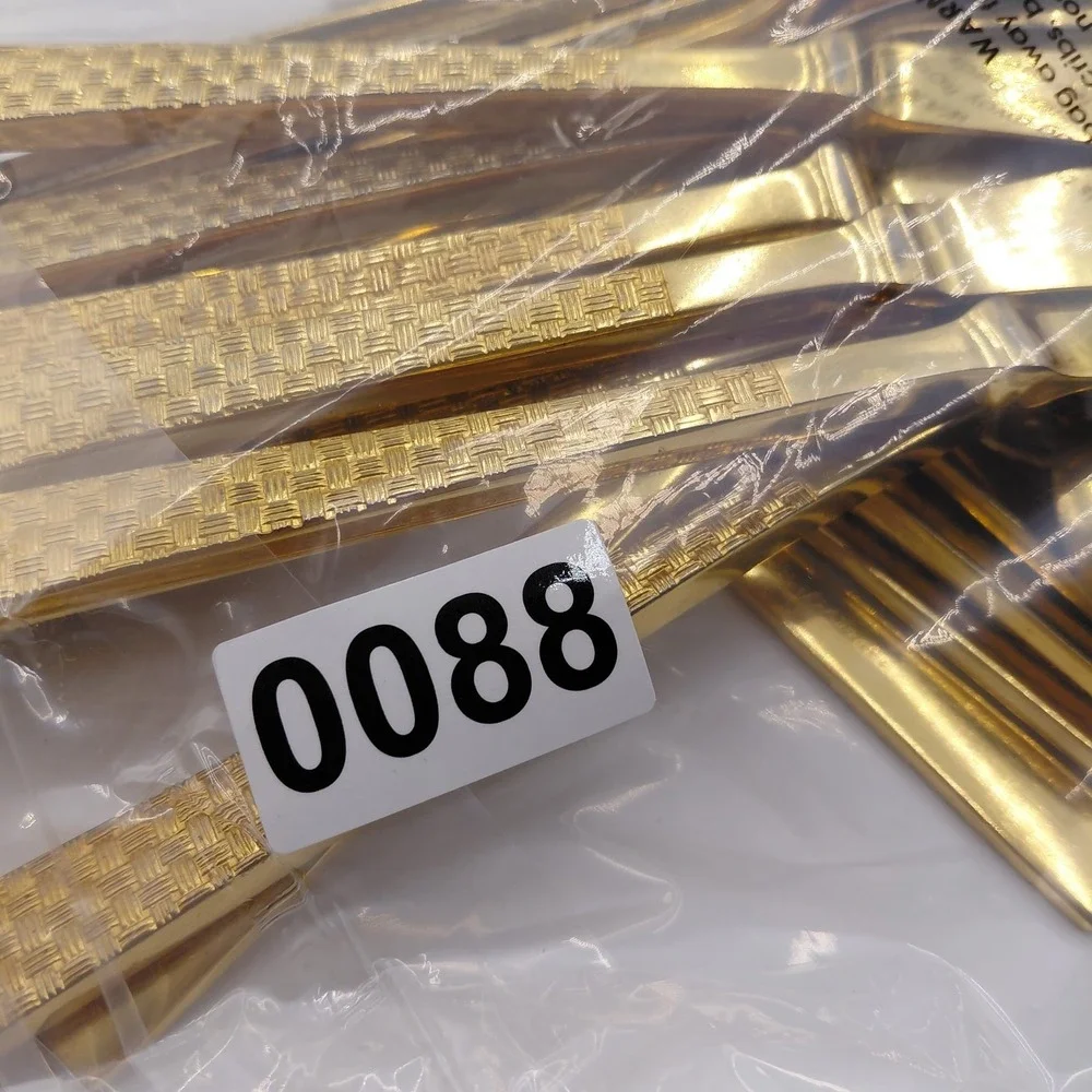 Stanley Roberts Inc. Gold Flatware Stainless Japan Golden Basket Weave 47 Pcs